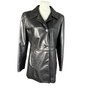 Scuola del Cuoio School of Leather Italian Black Leather Jacket Size 12